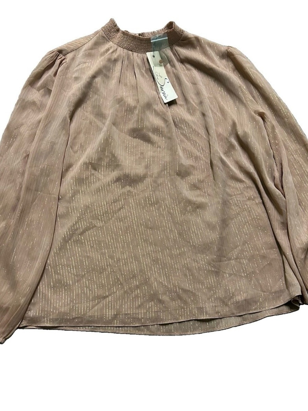 NWT Women’s Lee Serein Brown Gold Blouse Size XL